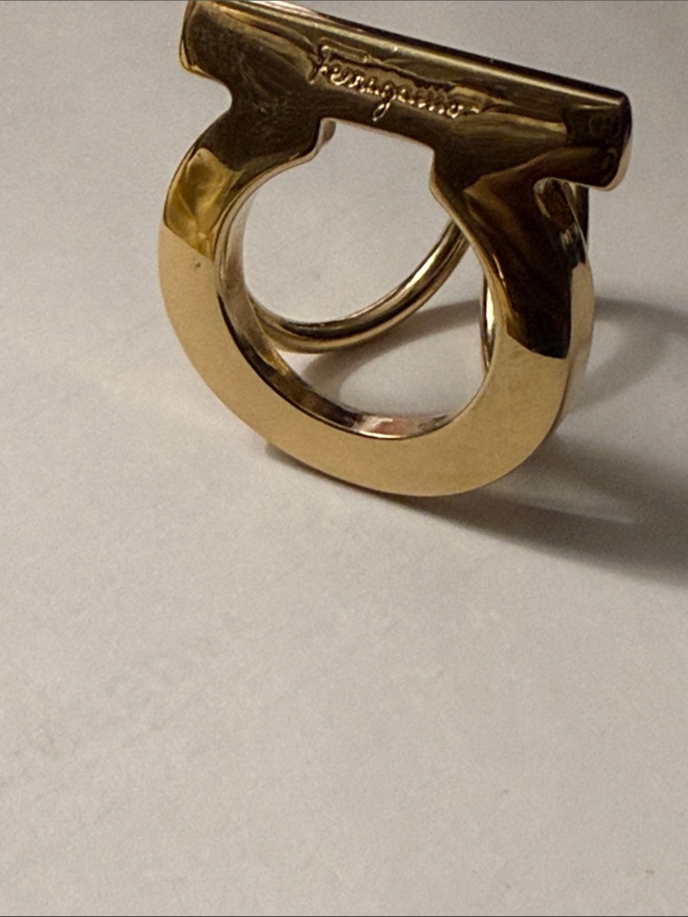 Salvatore Ferragamo Gold Gancini Signature Scarf Ring